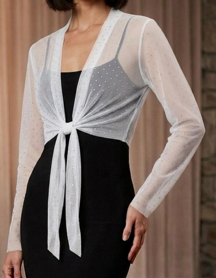 coprispalle bolero in tulle elastico con punti luce argento 11-0015