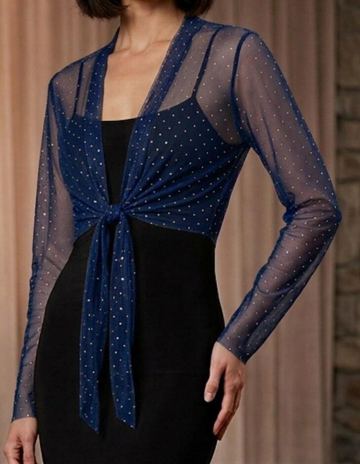 coprispalle bolero in tulle elastico con punti luce argento 11-0015
