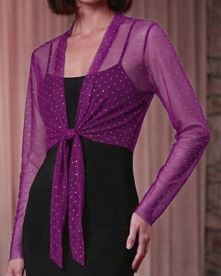 coprispalle bolero in tulle elastico con punti luce argento 11-0015