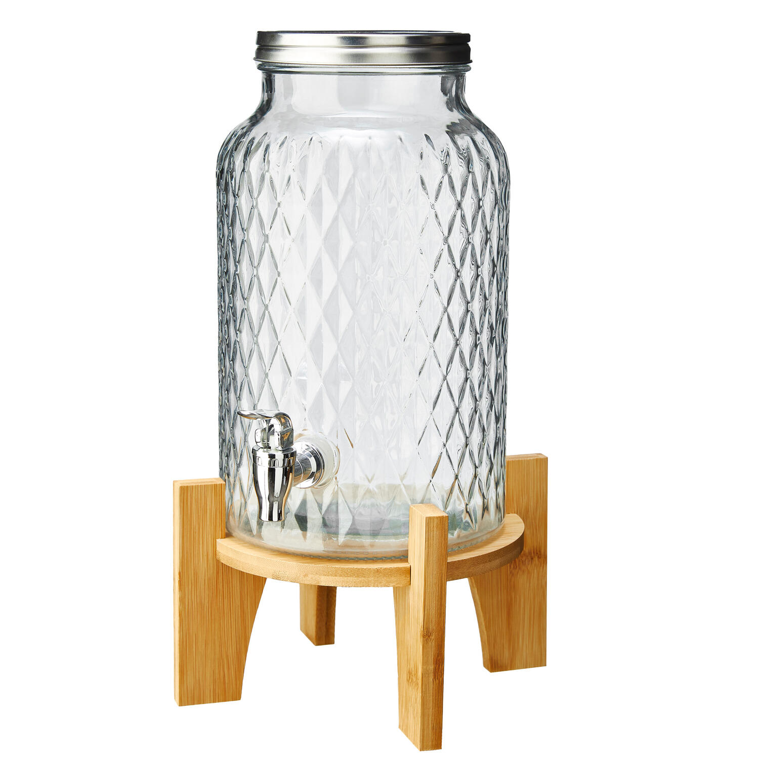 Caraffa in Vetro da 5,6 lt con Rubinetto e Base in Bamboo LEONE
