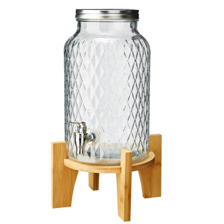 Caraffa in Vetro da 5,6 lt con Rubinetto e Base in Bamboo LEONE