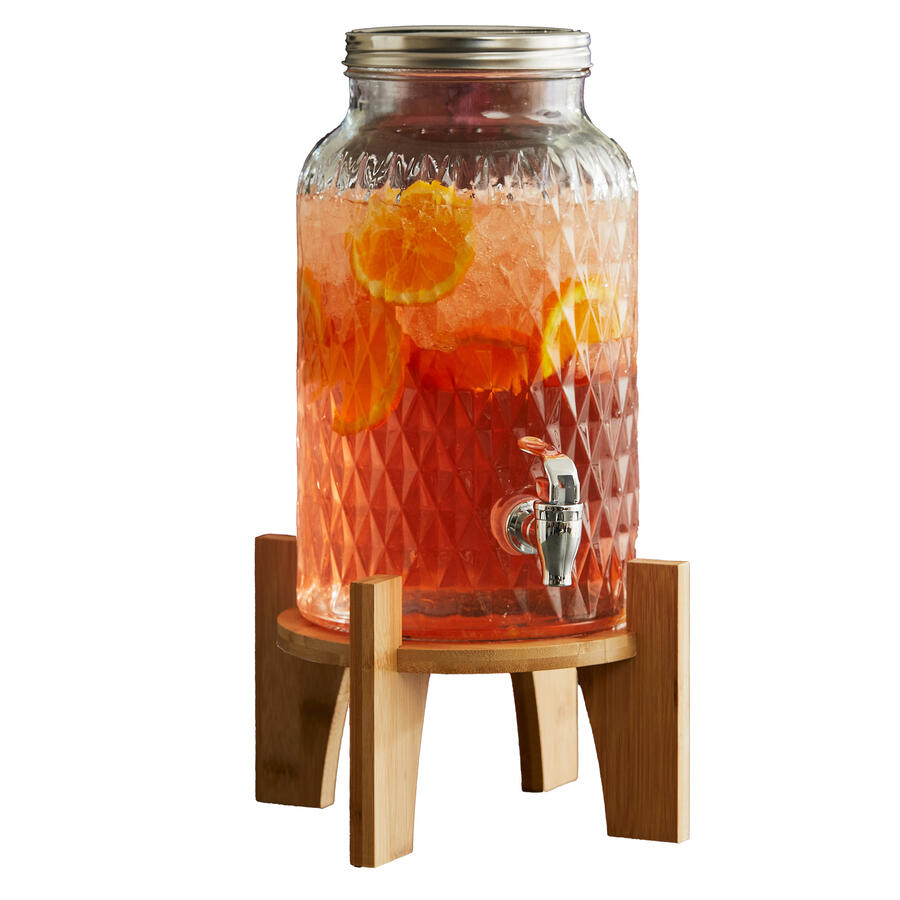 Caraffa in Vetro da 5,6 lt con Rubinetto e Base in Bamboo LEONE