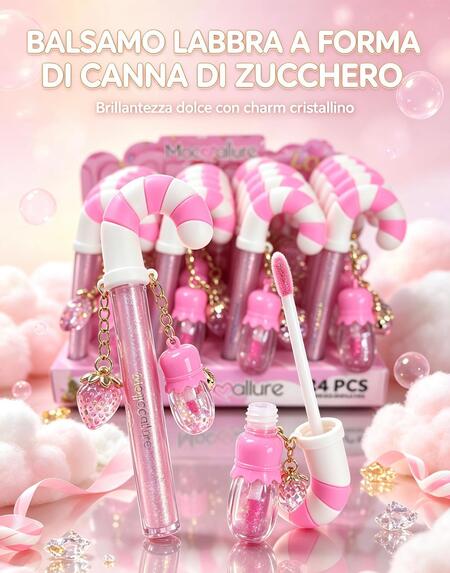 Mocmallure Lip gloss + Ciondolo [Conf.da 24 pezzi]