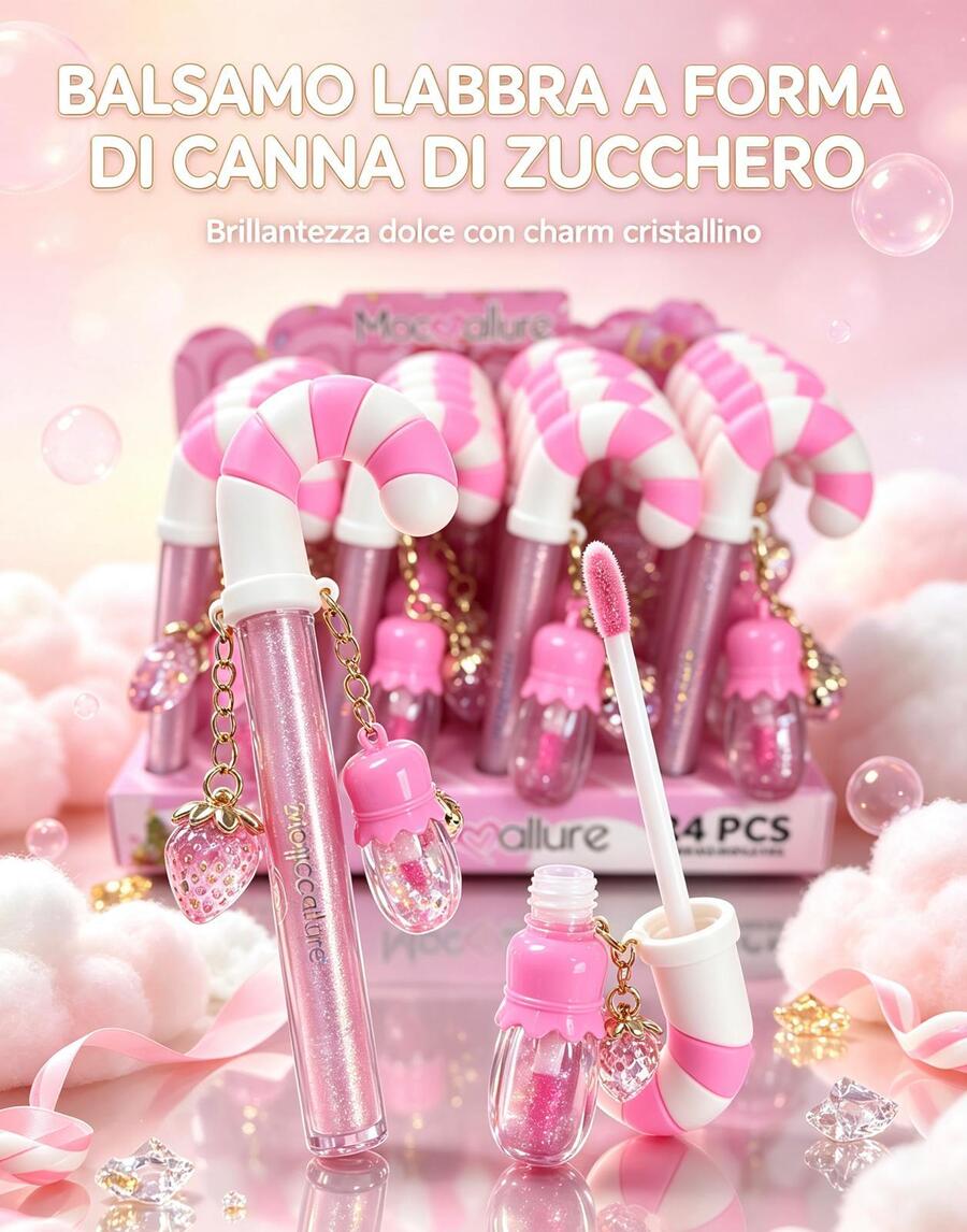 Mocmallure Lip gloss + Ciondolo [Conf.da 24 pezzi]