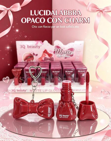 3Q Beauty Matte Lip Gloss Con Charm [Conf.da 24 pezzi]