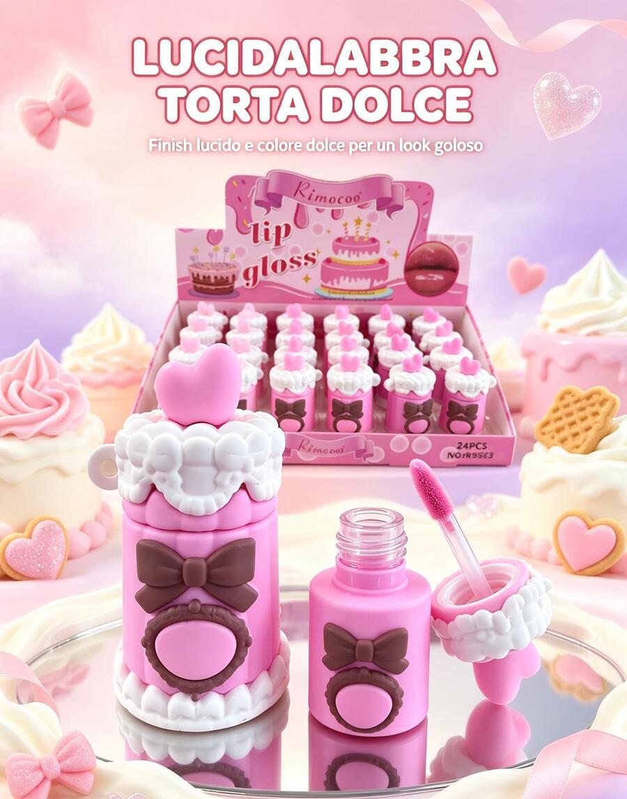 Rimocoo Lip Gloss A Forma Di Torta [Conf.da 24 pezzi]