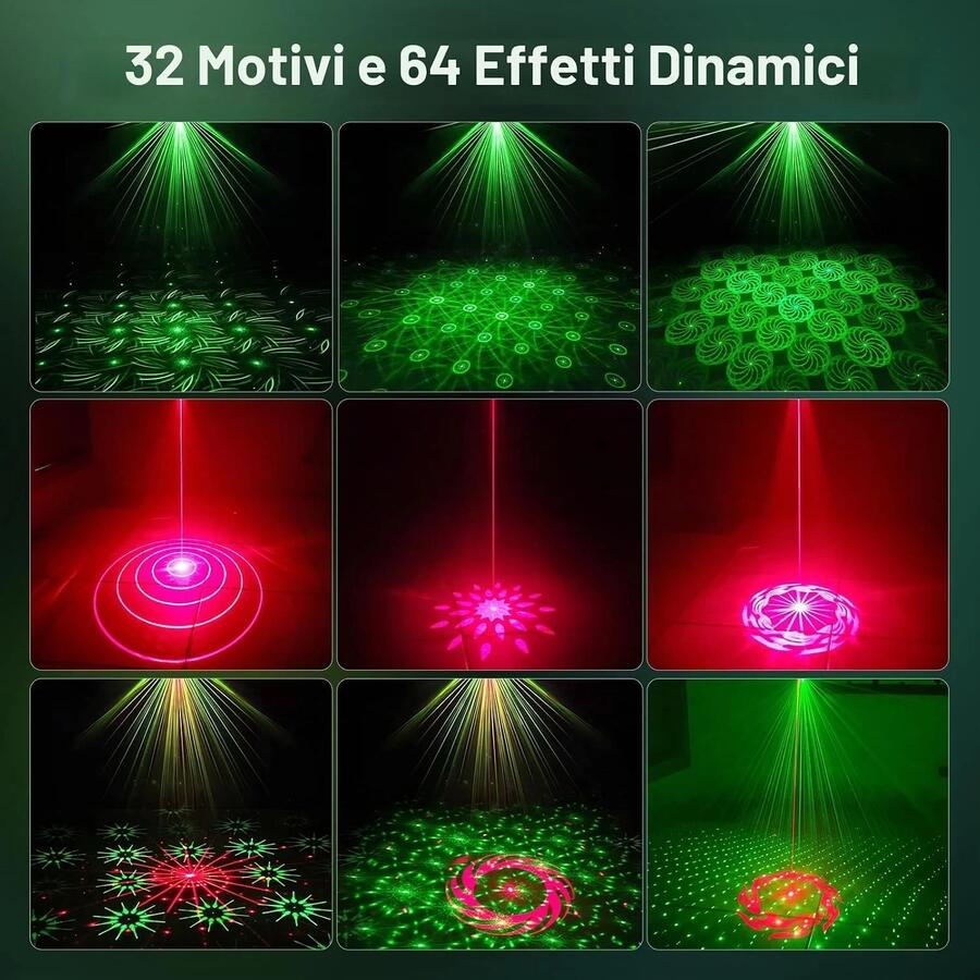 Mini Proiettore Luci Laser Party e Feste-Ricaricabile USB-C per Discoteca e Natale