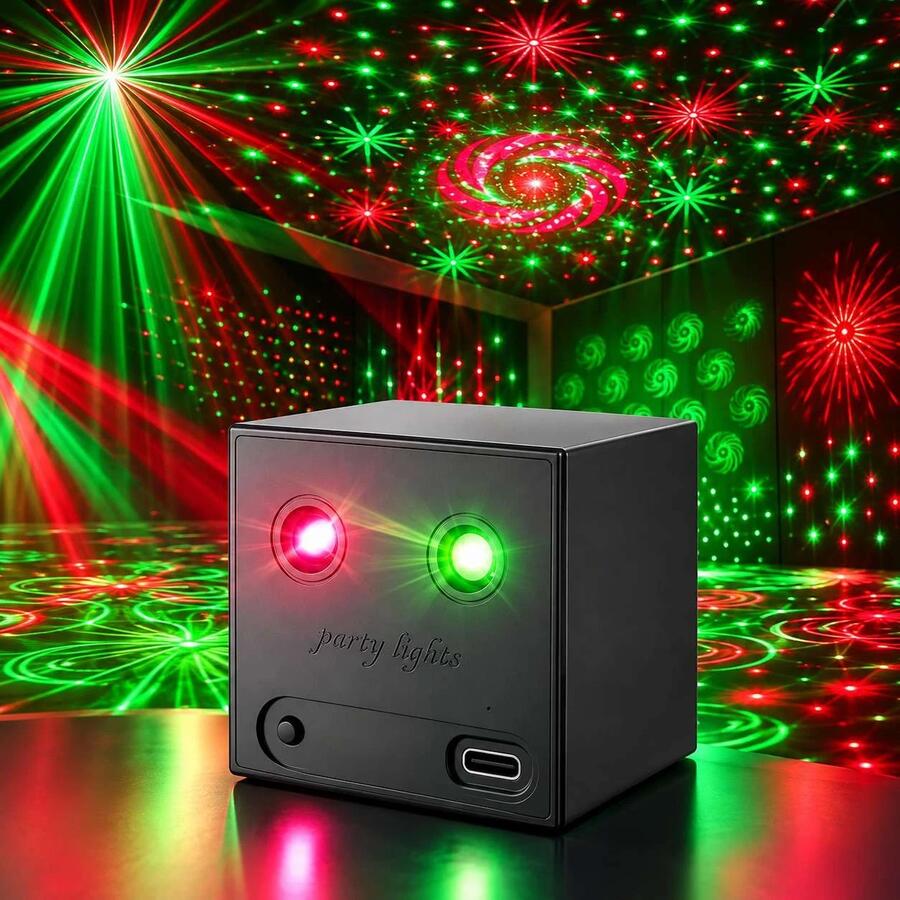 Mini Proiettore Luci Laser Party e Feste-Ricaricabile USB-C per Discoteca e Natale