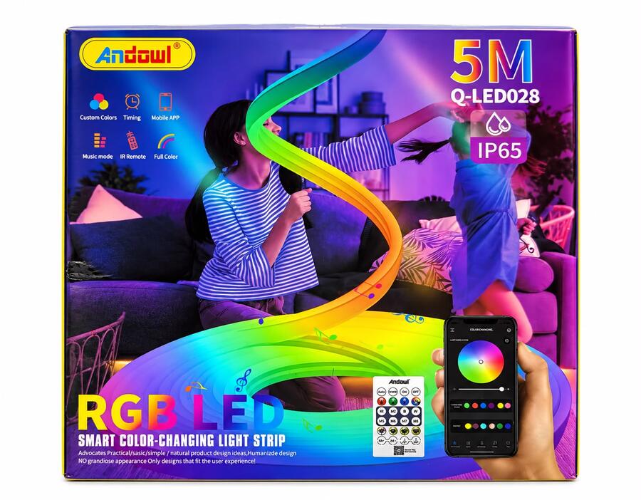 Fantastica Striscia LED RGB Smart 5 Metri Multicolore – Controllo con App e Telecomando