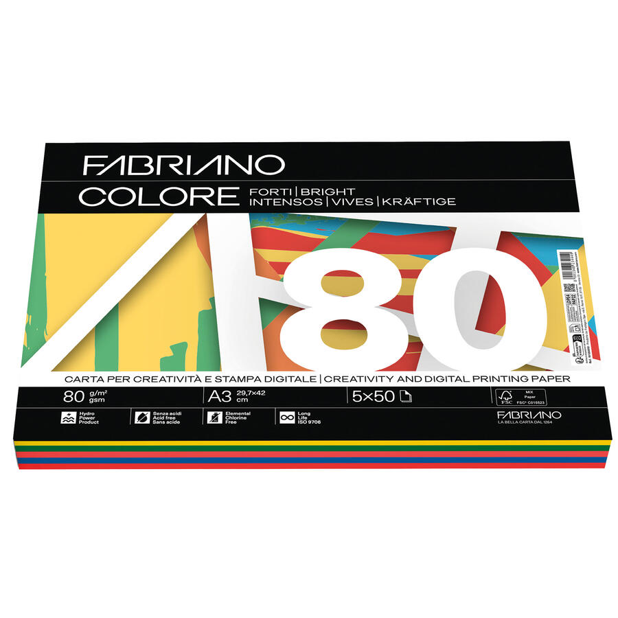 Carta Colorata mix 5 Colori da 80 gr FABRIANO