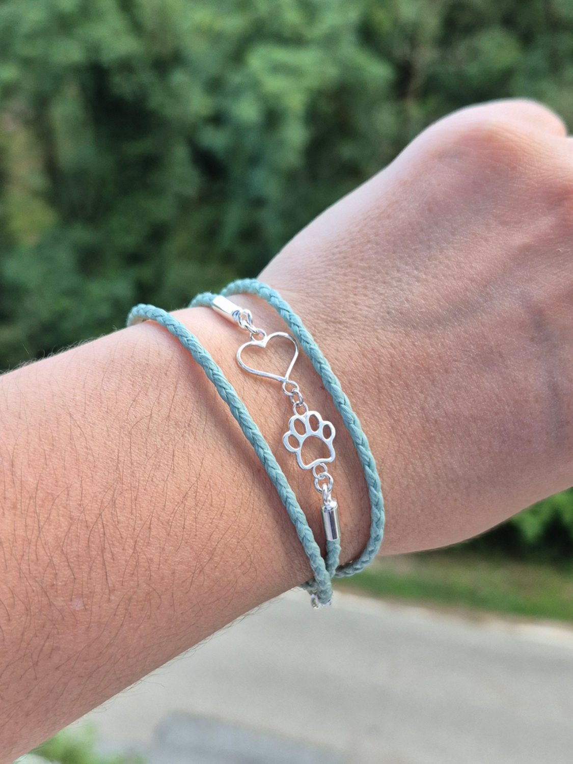 Collana Bracciale Zampa e Cuore Verde Menta 