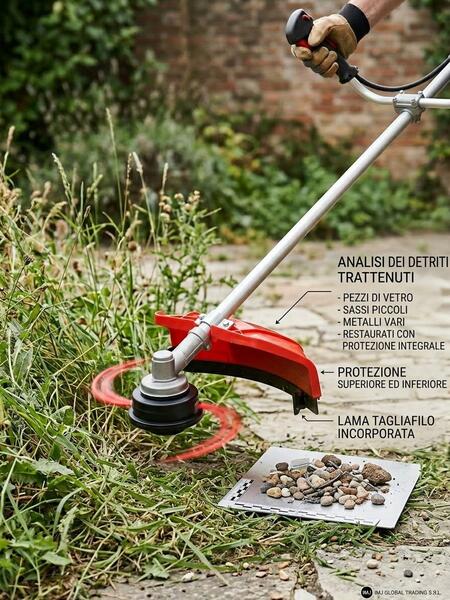 Parasassi Professionale per Decespugliatore (Asta 26mm) – Massima Protezione dai Detriti + Tagliafilo