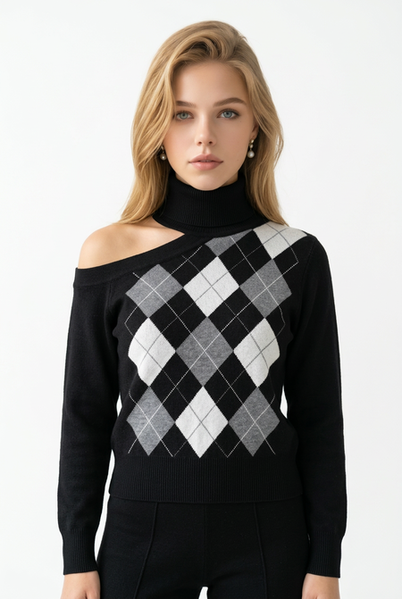Two Way Maglia Cut Out Con Rombi Nero