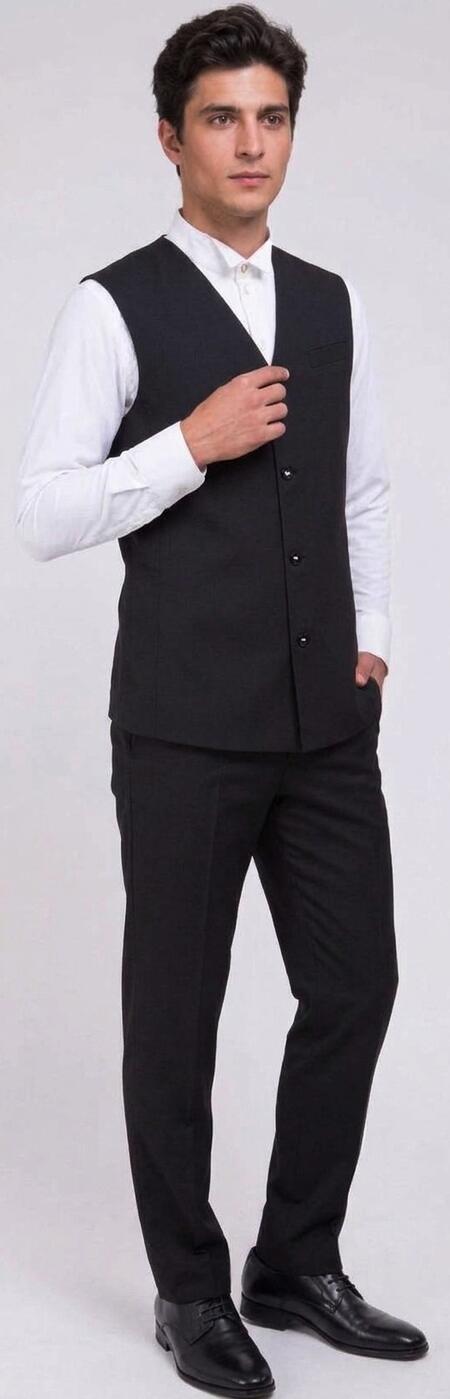 Gilet lungo stile giacca tutto in stoffa tecnica senza raso con spacchetti laterali U720