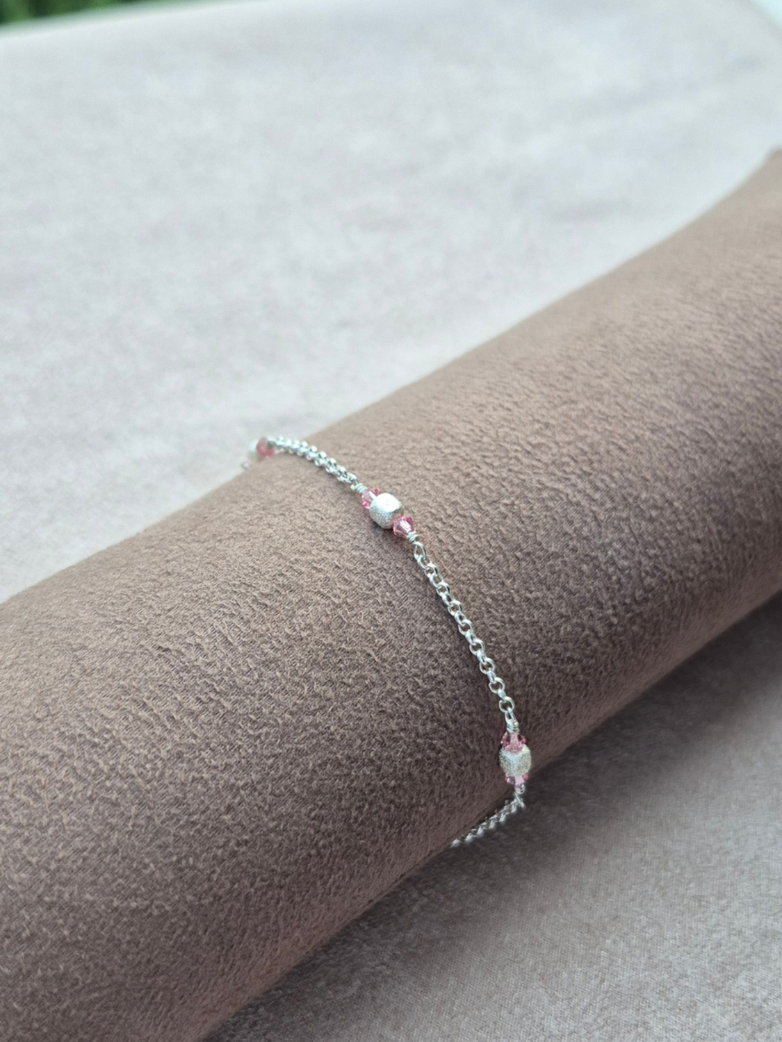 Bracciale Cristalli Rosa e Quadrati 