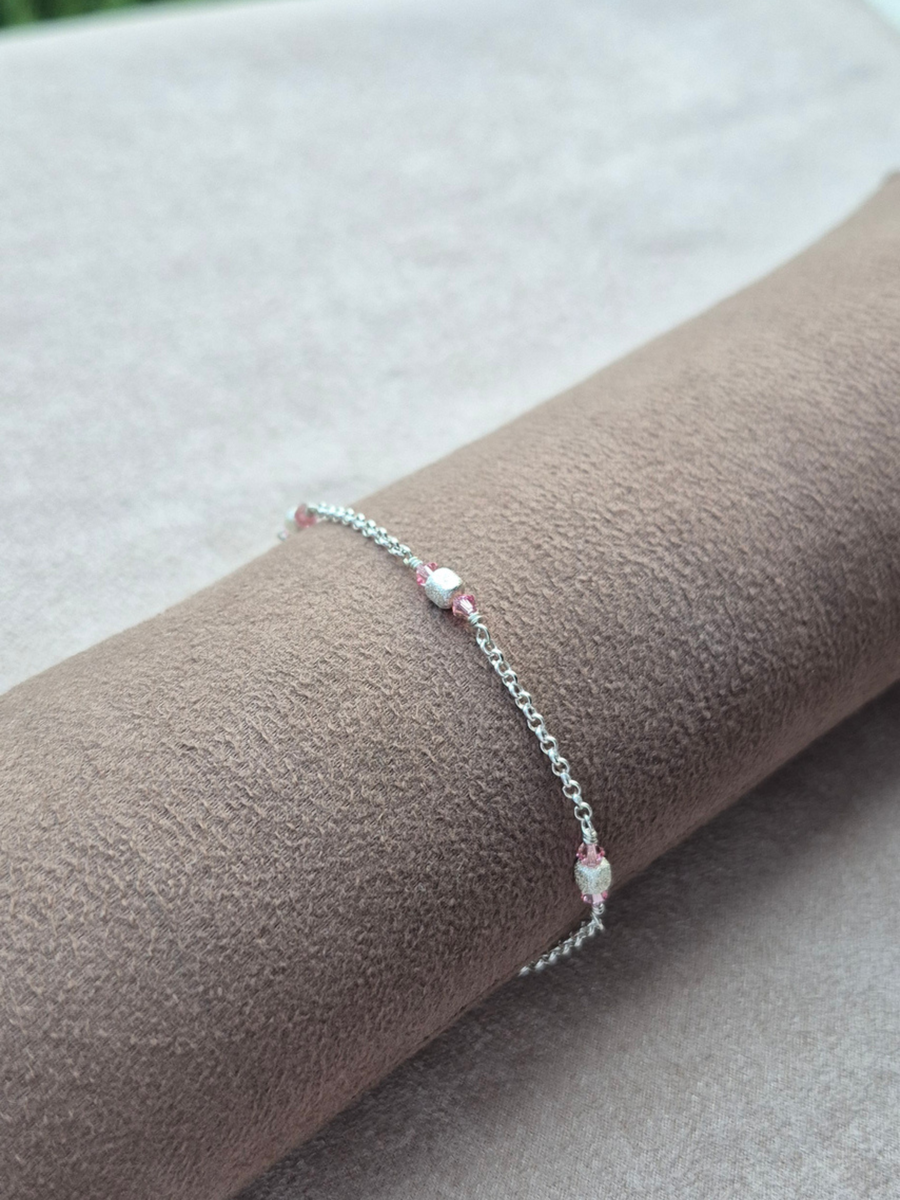 Bracciale Cristalli Rosa e Quadrati 
