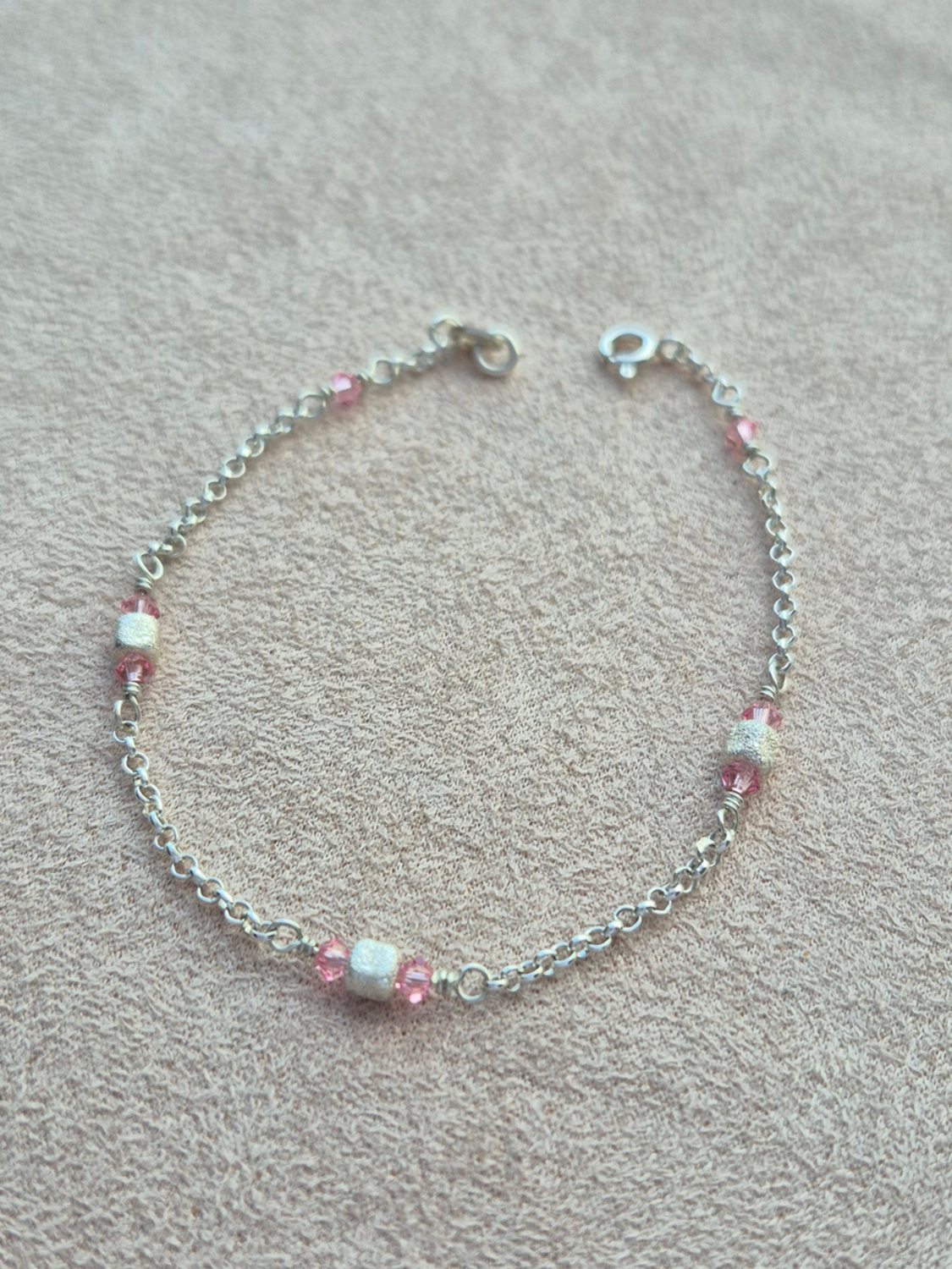 Bracciale Cristalli Rosa e Quadrati 