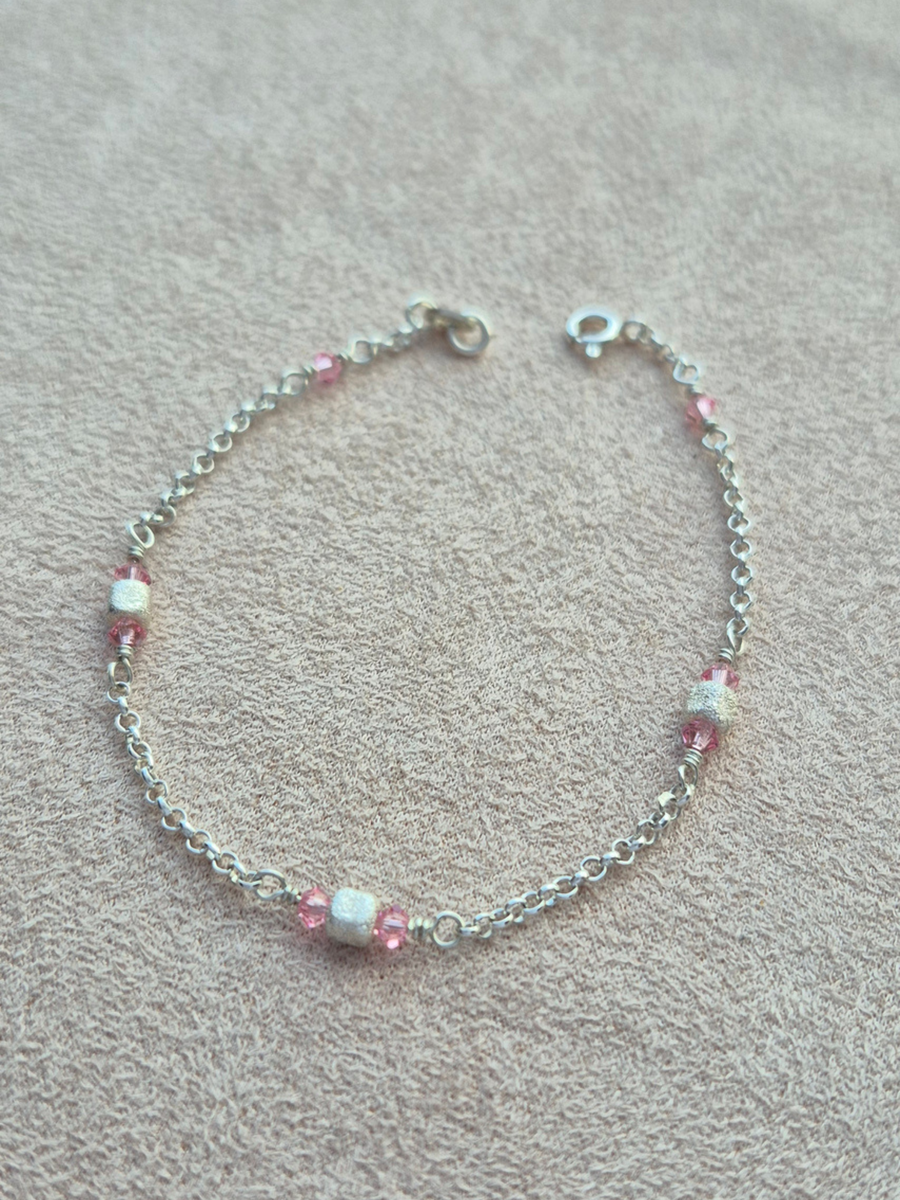 Bracciale Cristalli Rosa e Quadrati 