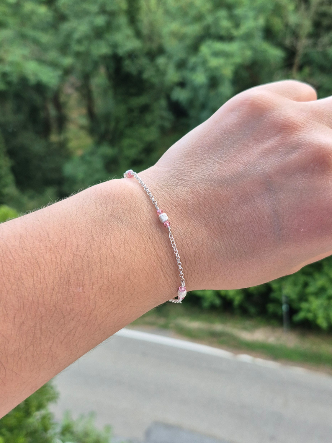 Bracciale Cristalli Rosa e Quadrati 