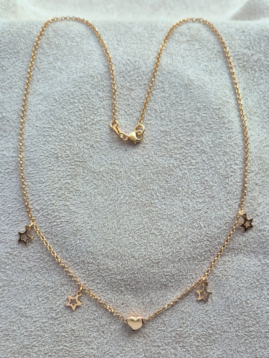 Collana Stelle e Cuore Oro Rosa