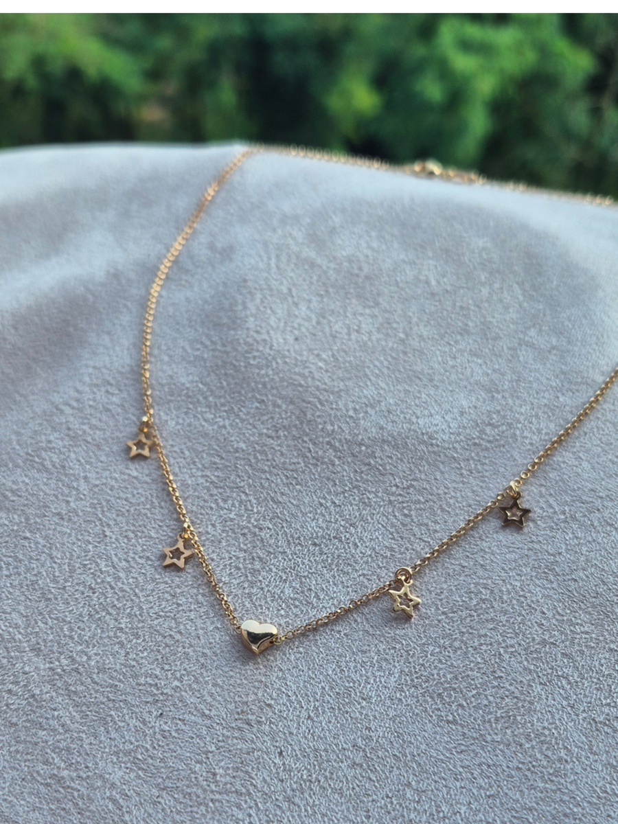 Collana Stelle e Cuore Oro Rosa