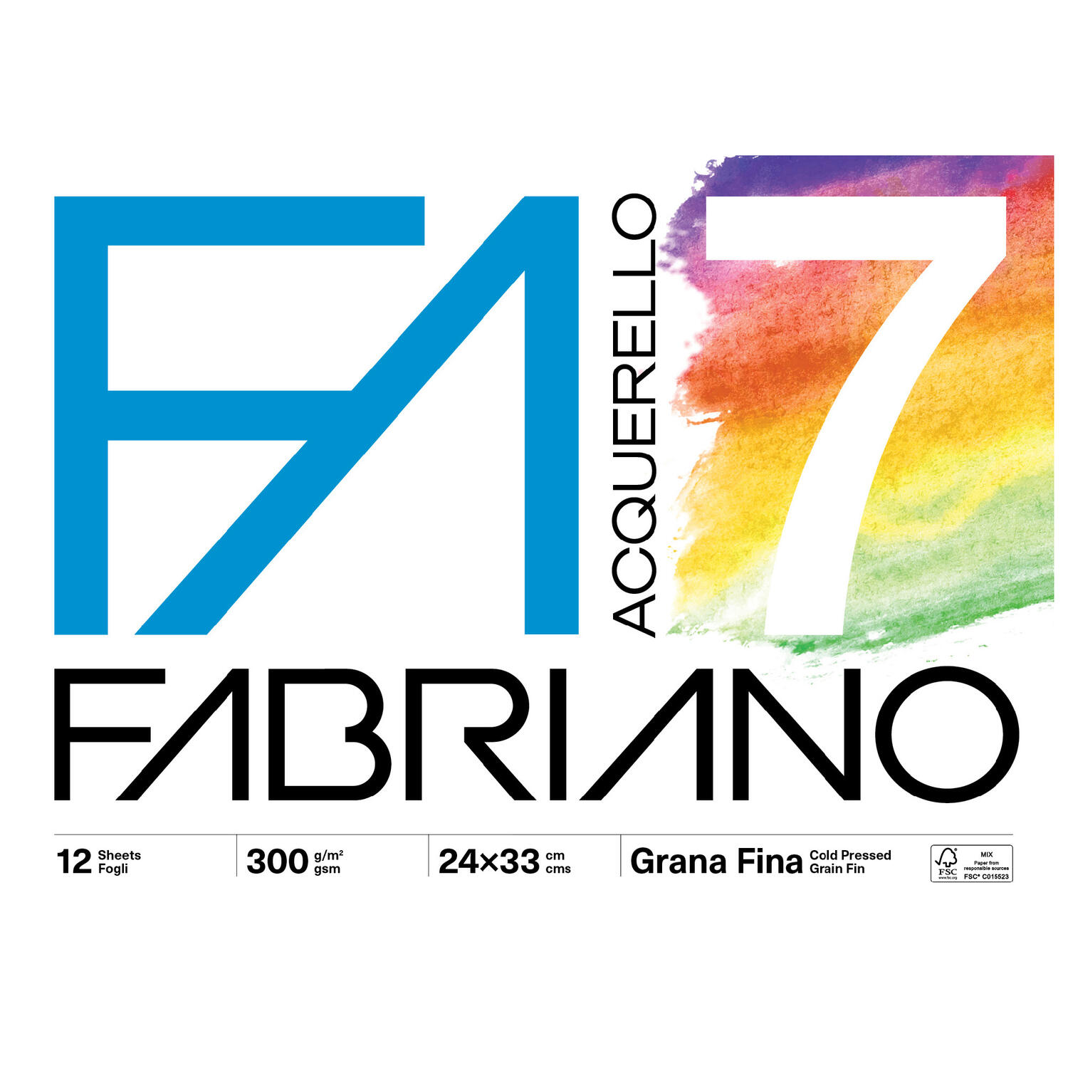 Blocco Disegno per Acquerello F7 da 300 gr f.to 24×33 cm FABRIANO