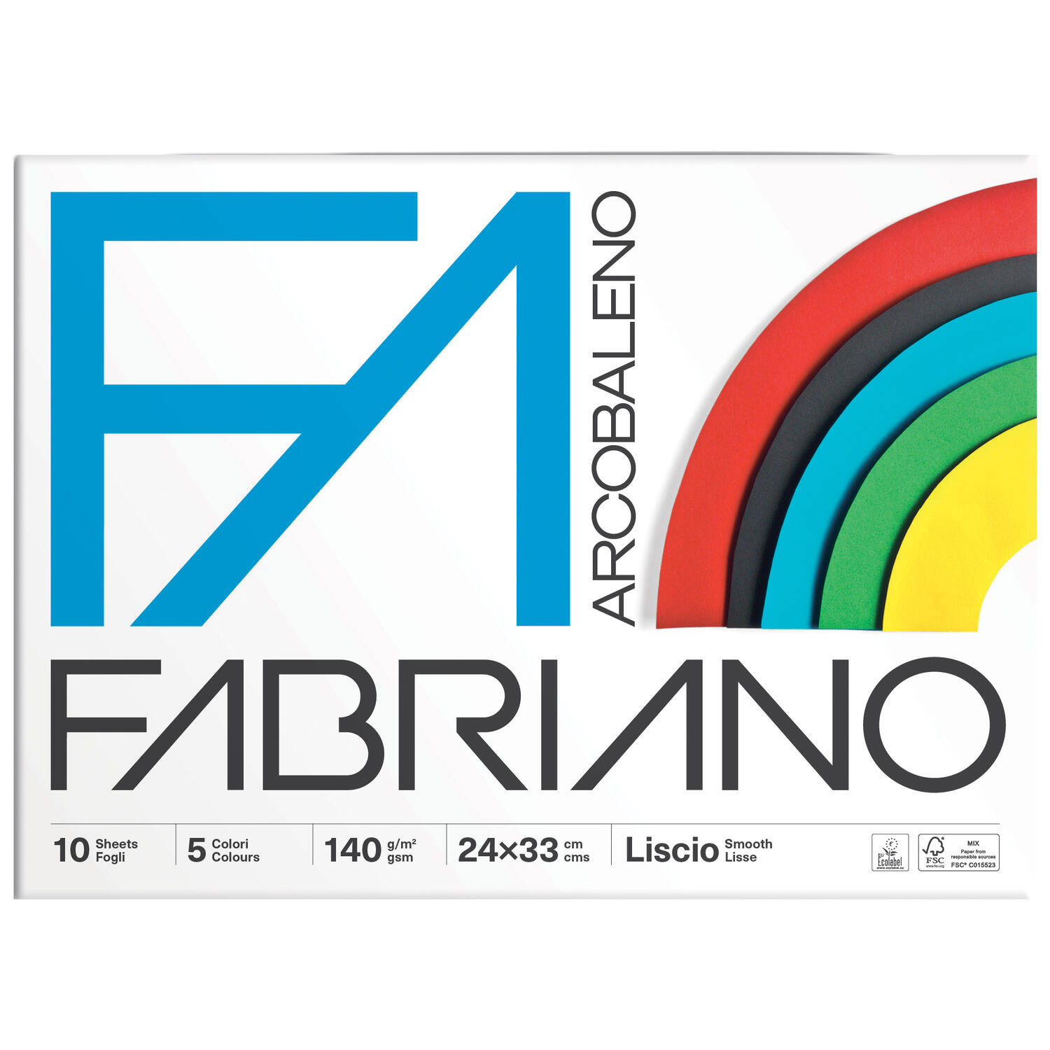 Album Arcobaleno 5 Colori f.to 24×33 cm FABRIANO - conf. 10 pz