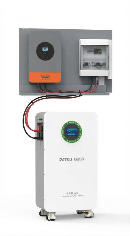 Kit 6.2kW Inverter PowMr + Batteria Litio Datou Boss 16kw quadro Ac e Dc wifi gia' Cablato 