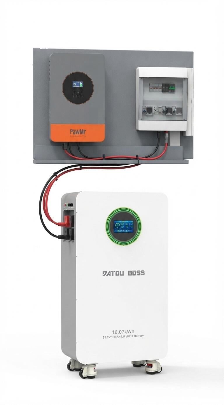 Kit 6.2kW Inverter PowMr + Batteria Litio Datou Boss 16kw quadro Ac e Dc wifi gia' Cablato 