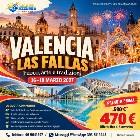 16 MARZO 2027 LAS FALLAS DI VALENCIA
