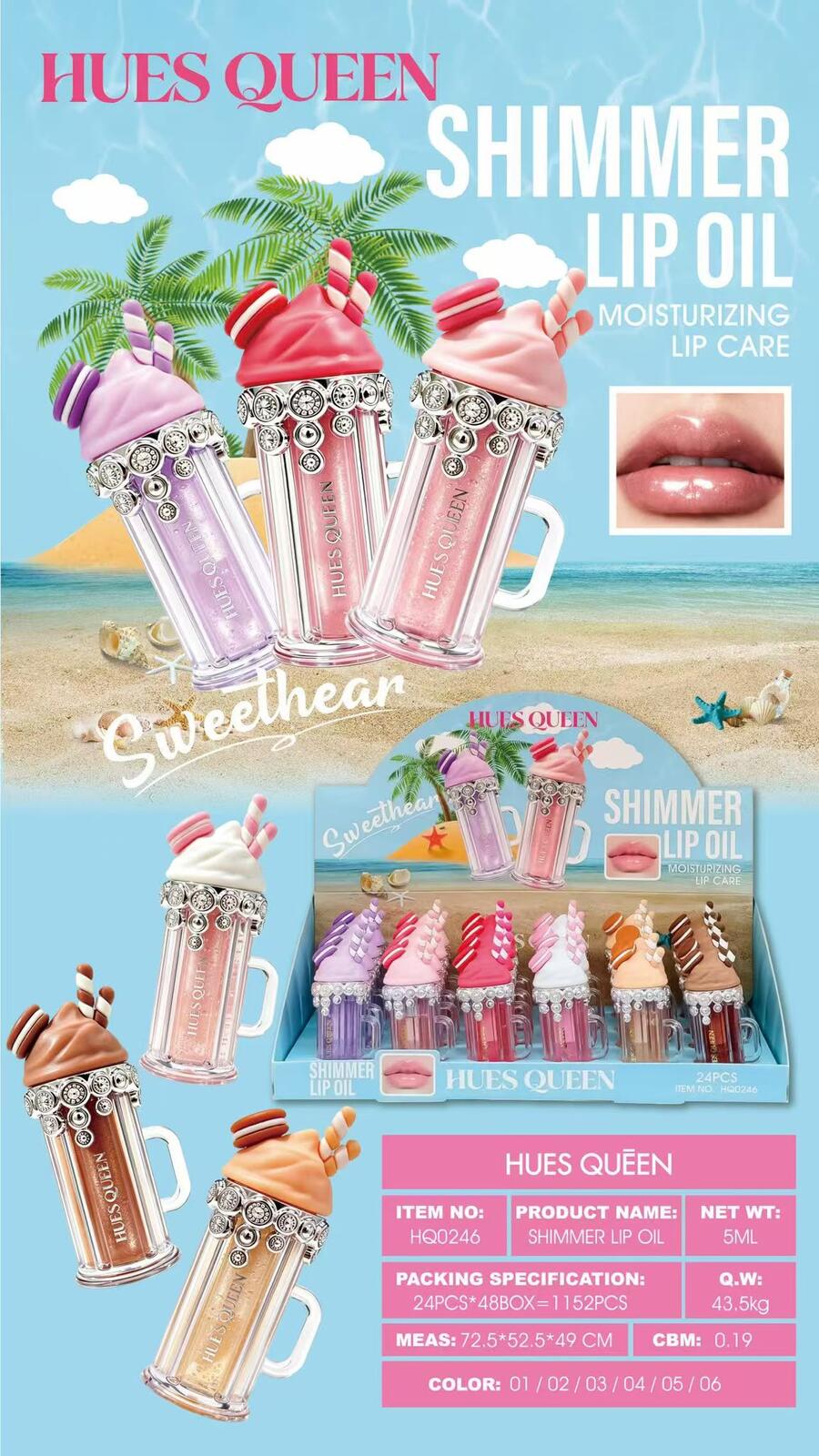 Hues Queen Shimmer Lip Oil [Conf.da 24 pezzi]