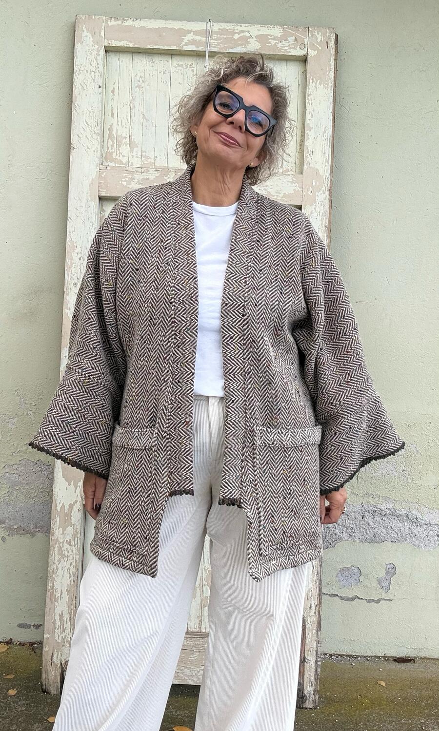 Giacca Kimono spina pesce 