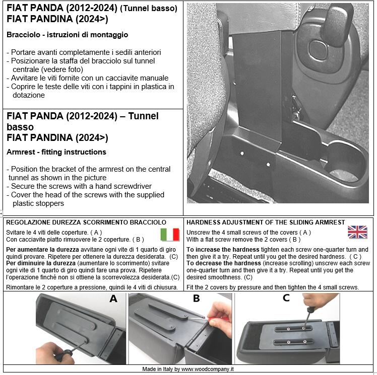 Mittelarmlehne für Fiat Pandina (2024>)