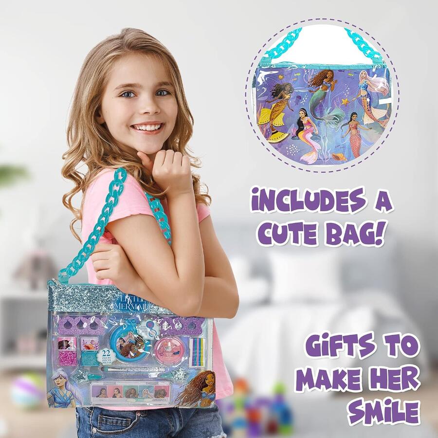 Disney The Little Mermaid Trucchi Bambini Set con Borsetta | Astuccio per Trucchi per Bambine |Regalo per Bambini dai 3 + di Townley Girl