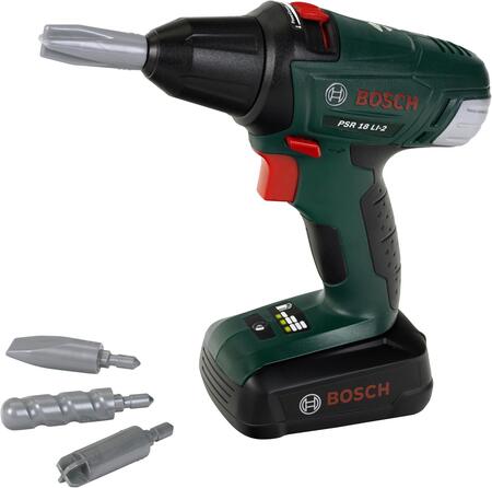 Theo Klein 8567 Avvitatore a Batteria Bosch, Cacciavite a Batterie con attacchi Rotanti e intercambiabili, Luce e Suono, Giocattoli per Bambini dai 3 Anni in su