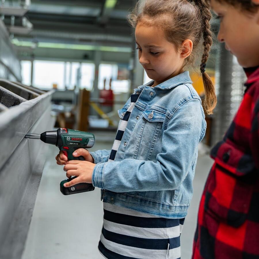 Theo Klein 8567 Avvitatore a Batteria Bosch, Cacciavite a Batterie con attacchi Rotanti e intercambiabili, Luce e Suono, Giocattoli per Bambini dai 3 Anni in su