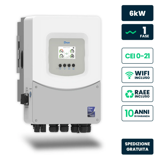 Inverter Deye 6 kw SUN-6K-SG06LP1-EU-BM2 ( nuovo modello) cei 0-21
