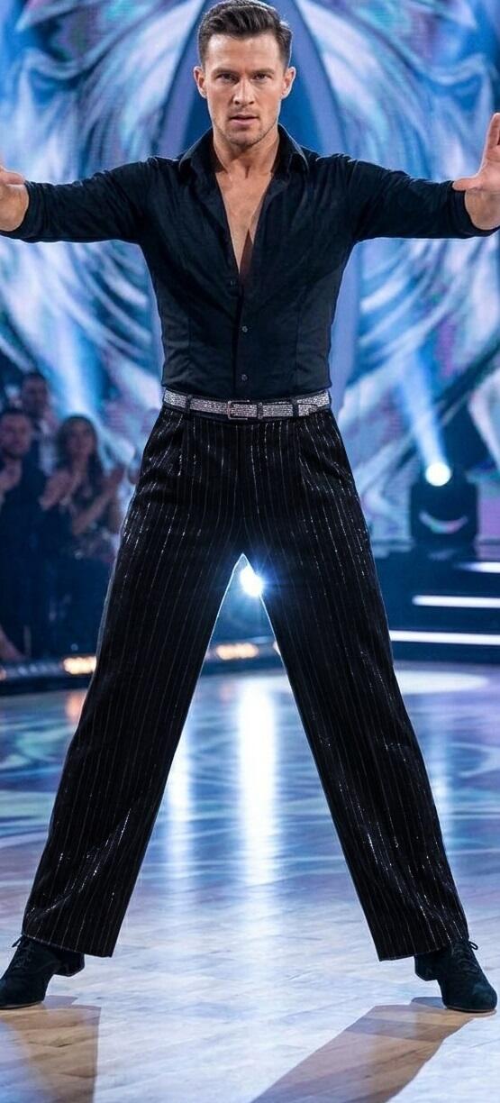 SATIN STRETCH PANTS STRIPED SILVER FROM ARGENTINE TANGO FOR MEN 
