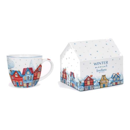 Livellara Mug House 460ml Magia d’Inverno — porcellana decorata casette innevate