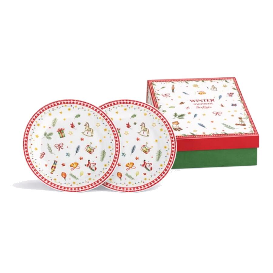 Livellara Set 2 Piatti Dessert 20cm Buon Natale — porcellana decorata giocattoli natalizi