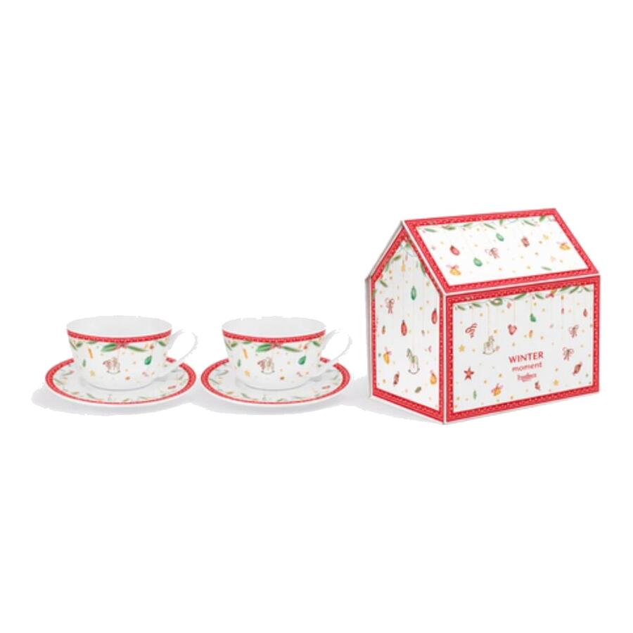 Livellara Set 2 Tazze Tè 250ml Buon Natale — porcellana con piattino, decoro giocattoli natalizi