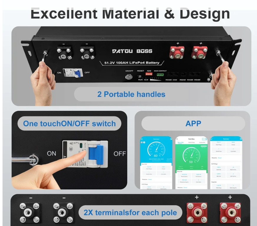  Kit 6.2kW Inverter PowMr WIFI+ Batteria Litio Datou Boss 5 kw lifepo4 48v +Cavi
