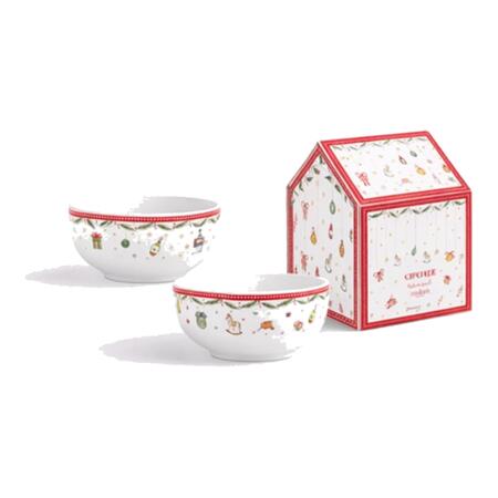 Livellara Set 2 Ciotole 15cm Buon Natale — porcellana decorata giocattoli natalizi