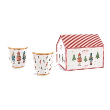 Livellara Set 2 Mug 450ml Schiaccianoci — porcellana decorata soldatini natalizi