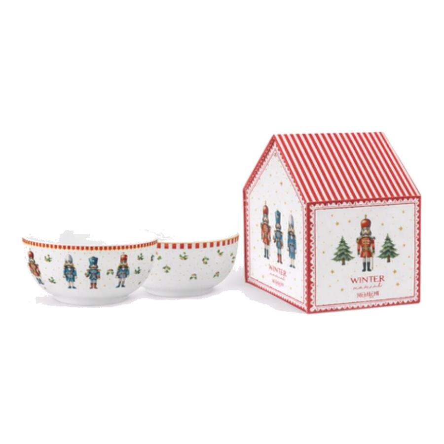 Livellara Set 2 Ciotole 15cm Schiaccianoci — porcellana decorata soldatini natalizi