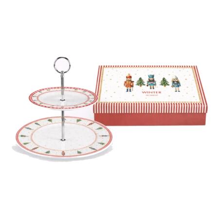 Livellara Alzata 2 Piani H24cm Schiaccianoci — porcellana decorata soldatini natalizi