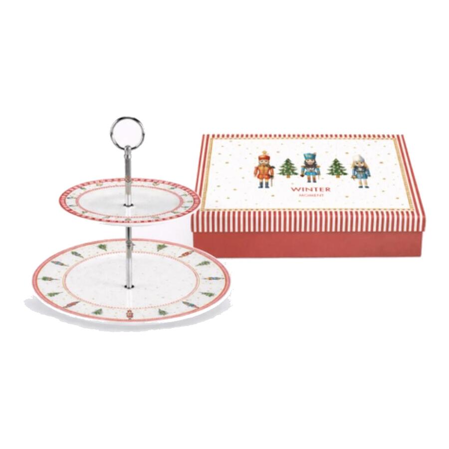 Livellara Alzata 2 Piani H24cm Schiaccianoci — porcellana decorata soldatini natalizi