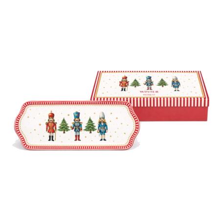 Livellara Vassoio 39x18cm Schiaccianoci — porcellana decorata soldatini natalizi