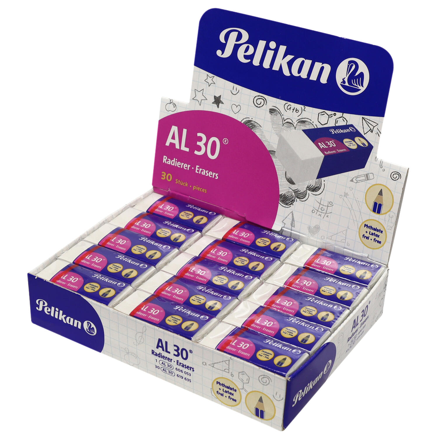 Gomma Bianca per Matita AL 30 in vinile PELIKAN - conf. 30 pz