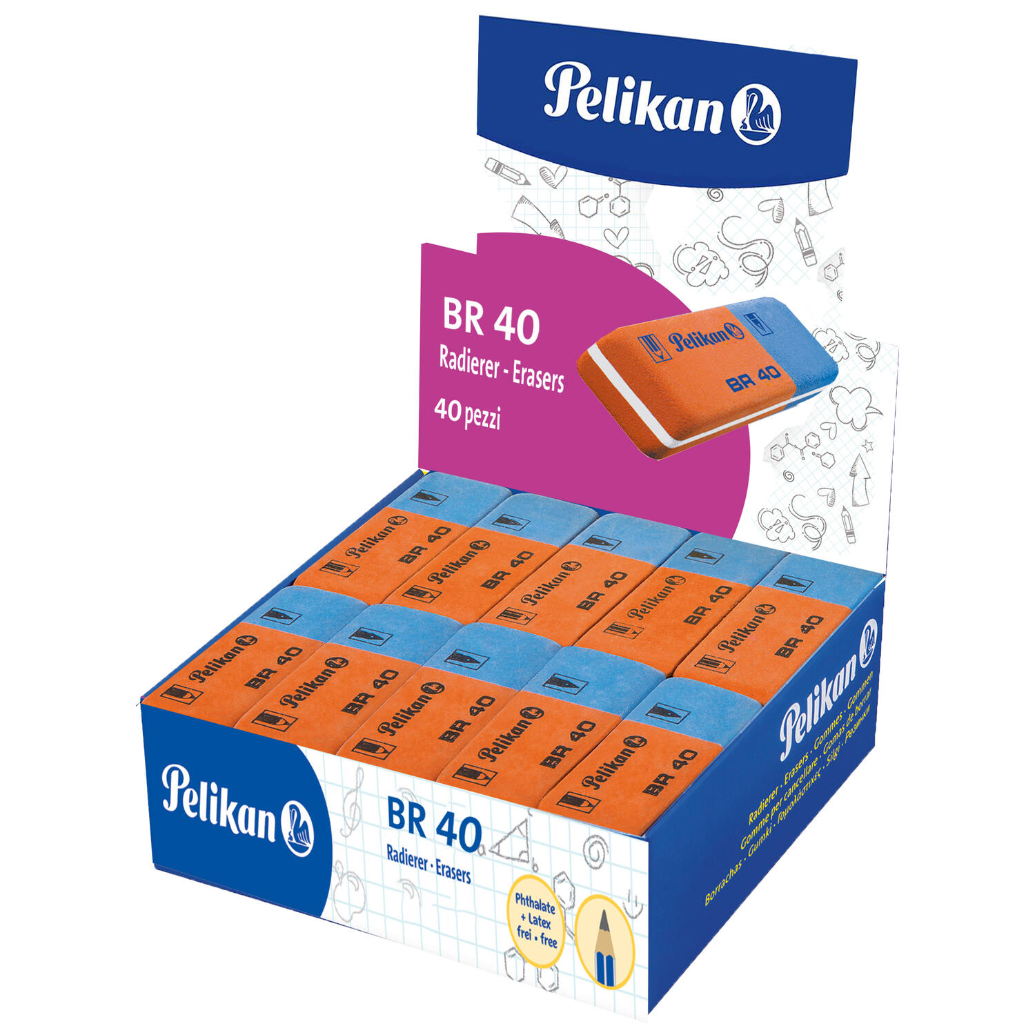 Gomma Bicolore Blu/Rossa BR/40 PELIKAN - conf. 40 pz